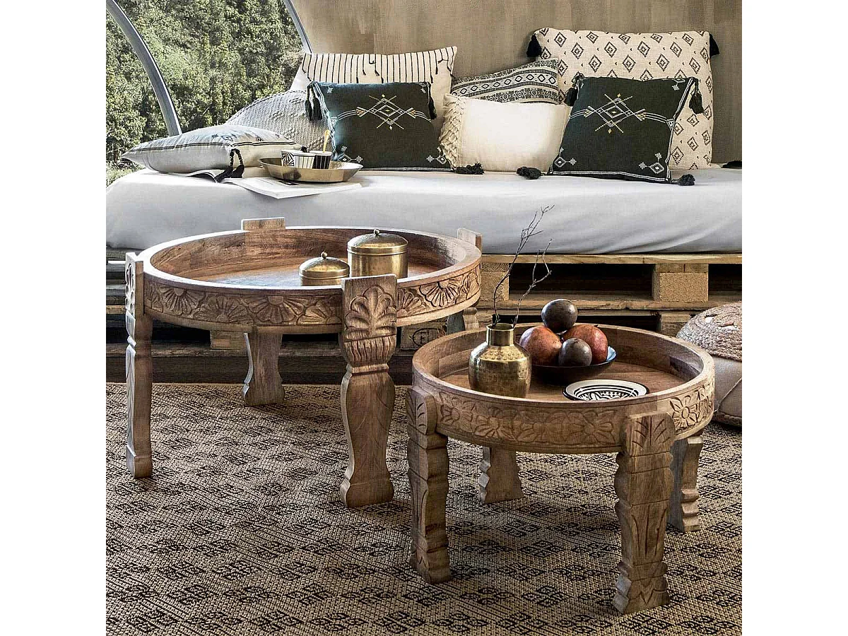 Table à Café en Bois de Manguier D 51  x H 33 cm