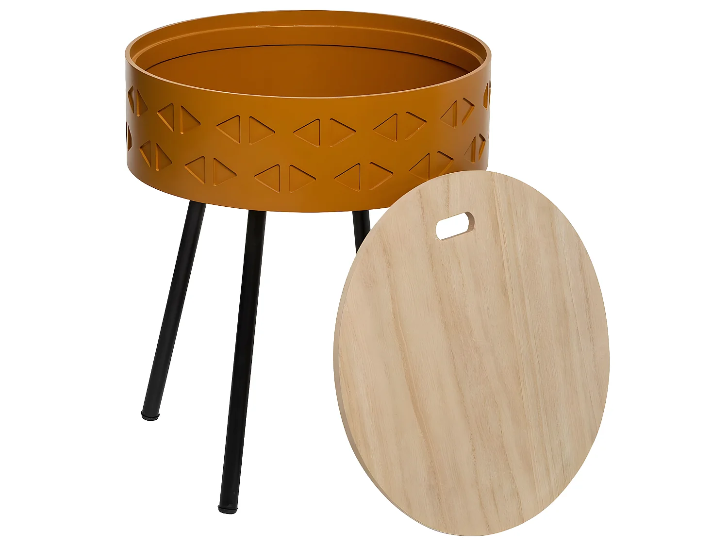 2 en 1 Table à Café et Coffre de rangement Moutarde