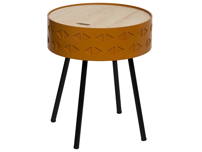 2 en 1 Table à Café et Coffre de rangement Moutarde