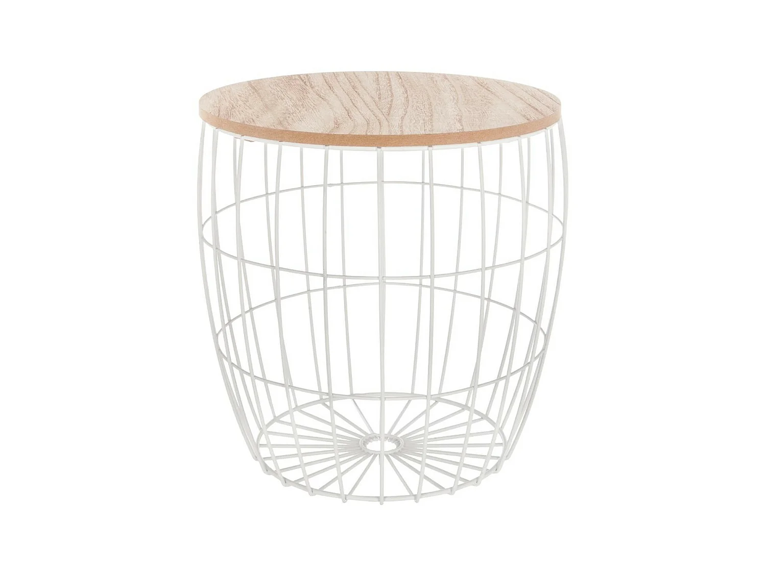 Lot de 3 tables à café en bois clair et métal blanc