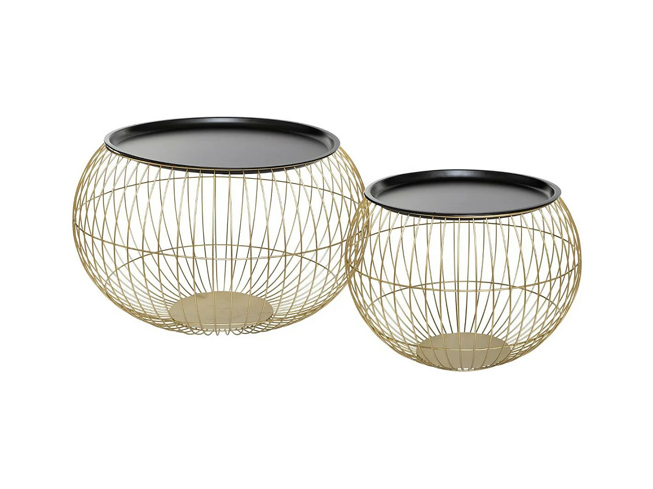 Lot de 2 Tables en métal filaire doré