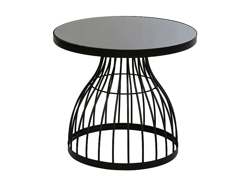 Table d' appoint en Verre trempé et Métal Noir