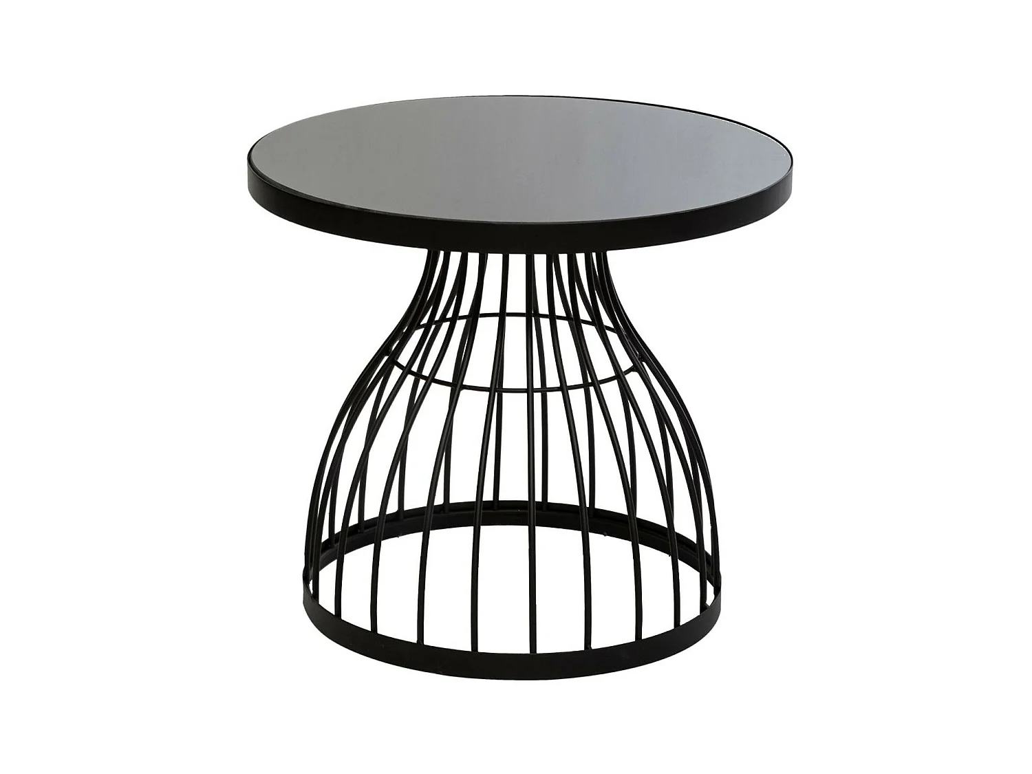 Table d' appoint en Verre trempé et Métal Noir