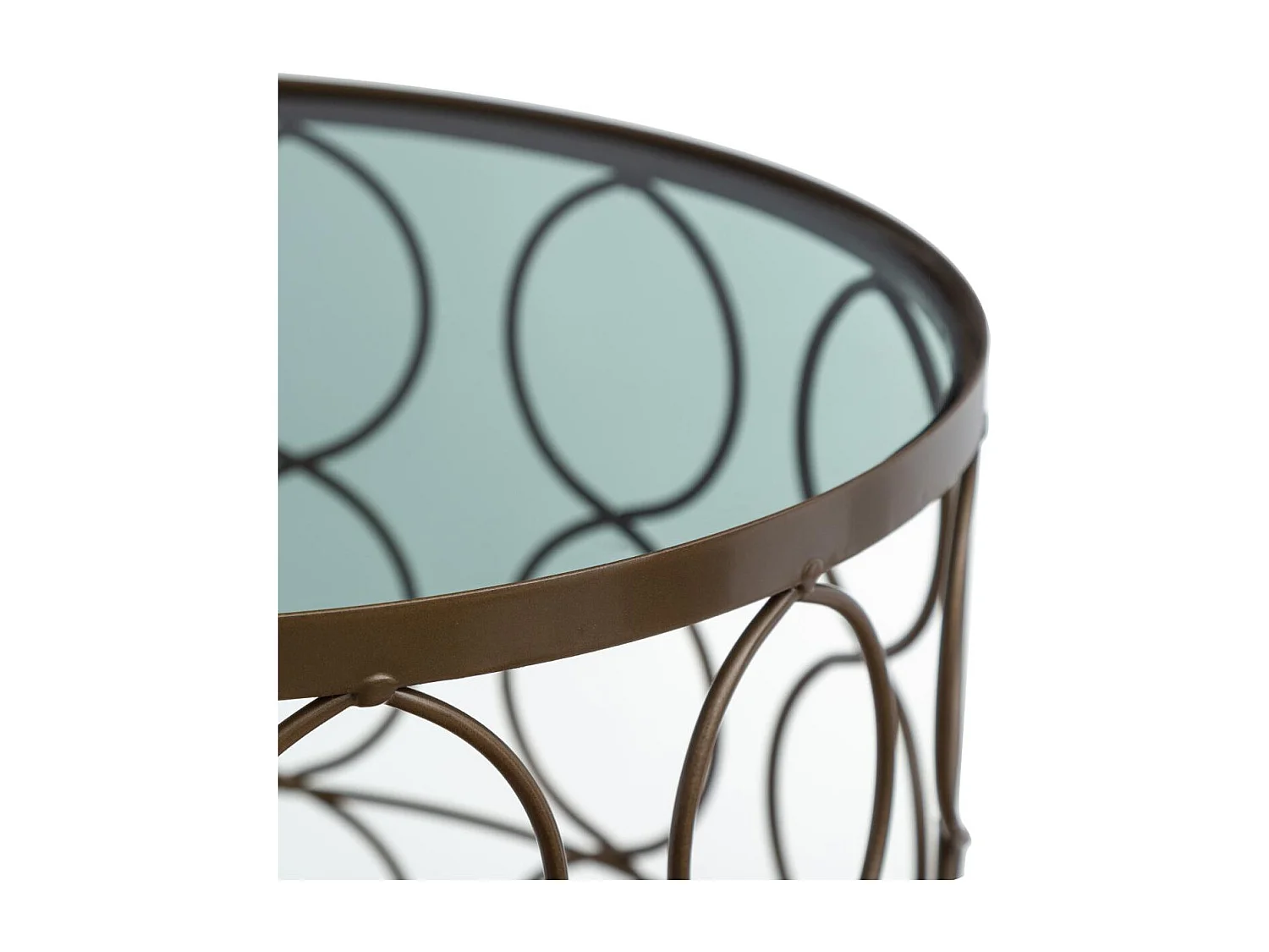 Lot de 2 Tables d'appoint en Verre trempé et Métal Doré mat