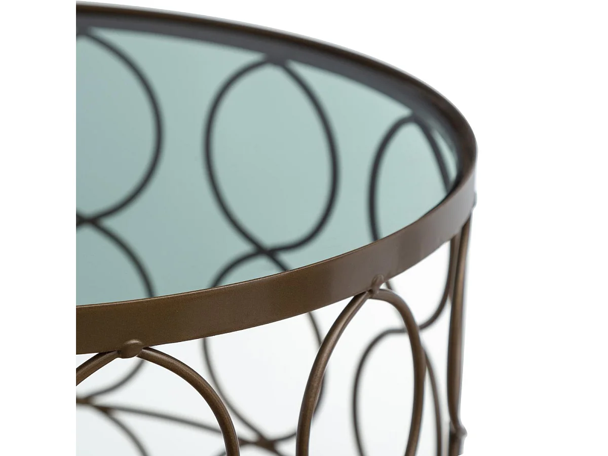 Lot de 2 Tables d'appoint en Verre trempé et Métal Doré mat