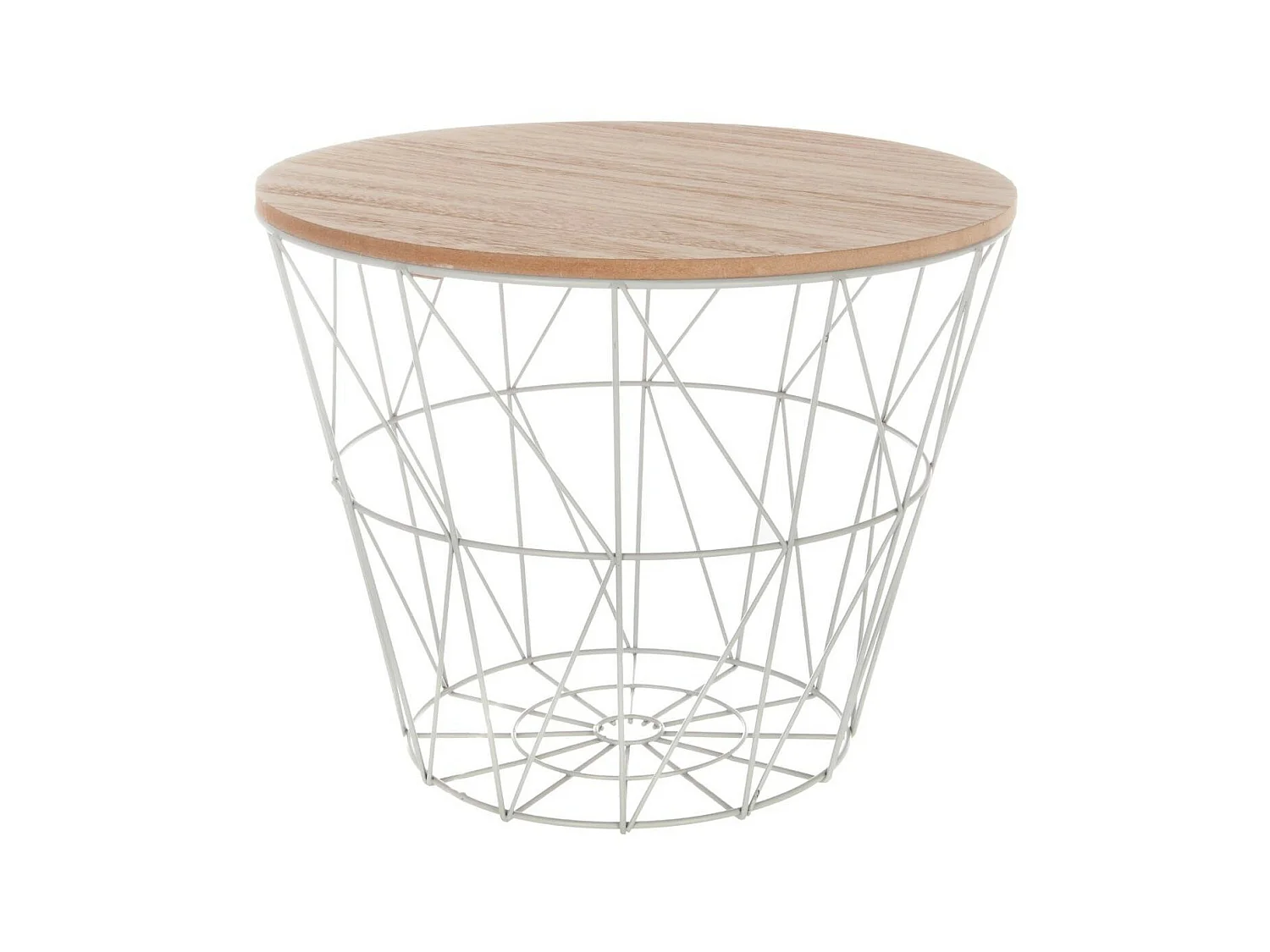 Table à café en métal gris et plateau en Bois H 30.5 cm
