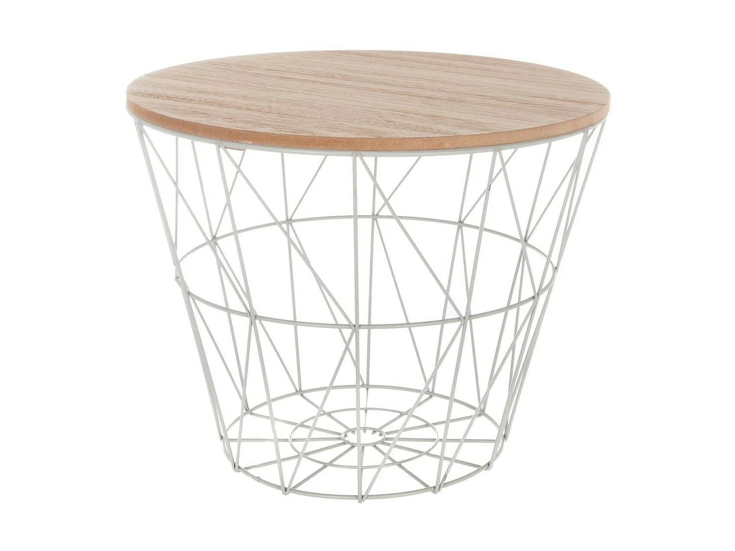 Table à café en métal gris et plateau en Bois H 30.5 cm