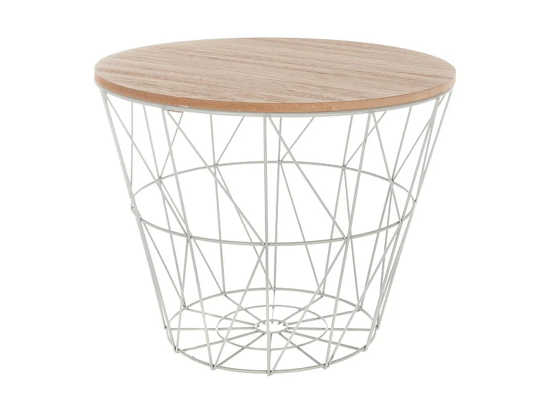 Table à café en métal gris et plateau en Bois H 30.5 cm