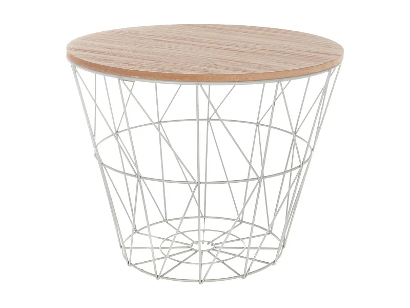 Table à café en métal gris et plateau en Bois H 30.5 cm