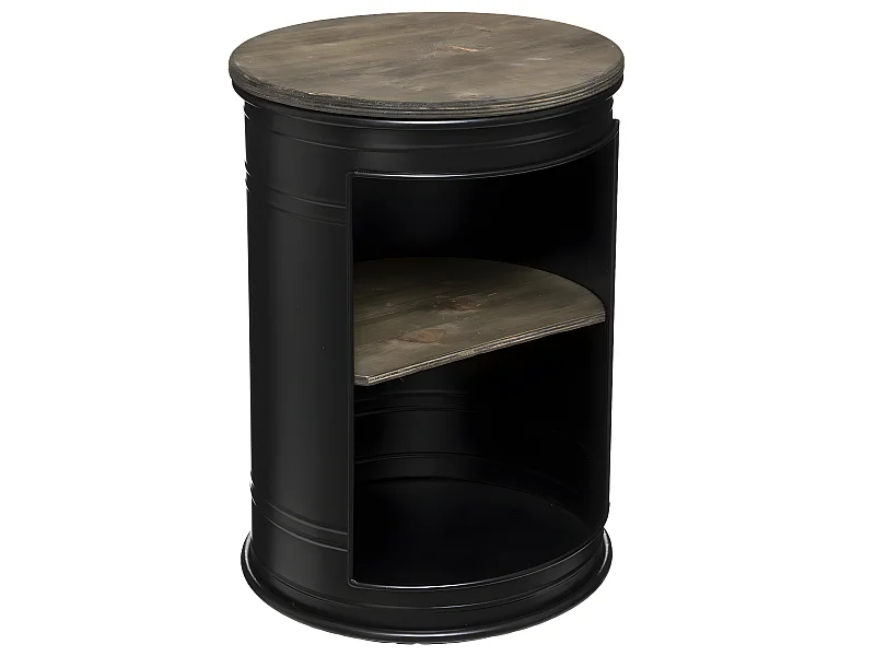 Table à café en Acier Noir et Bois de Peuplier