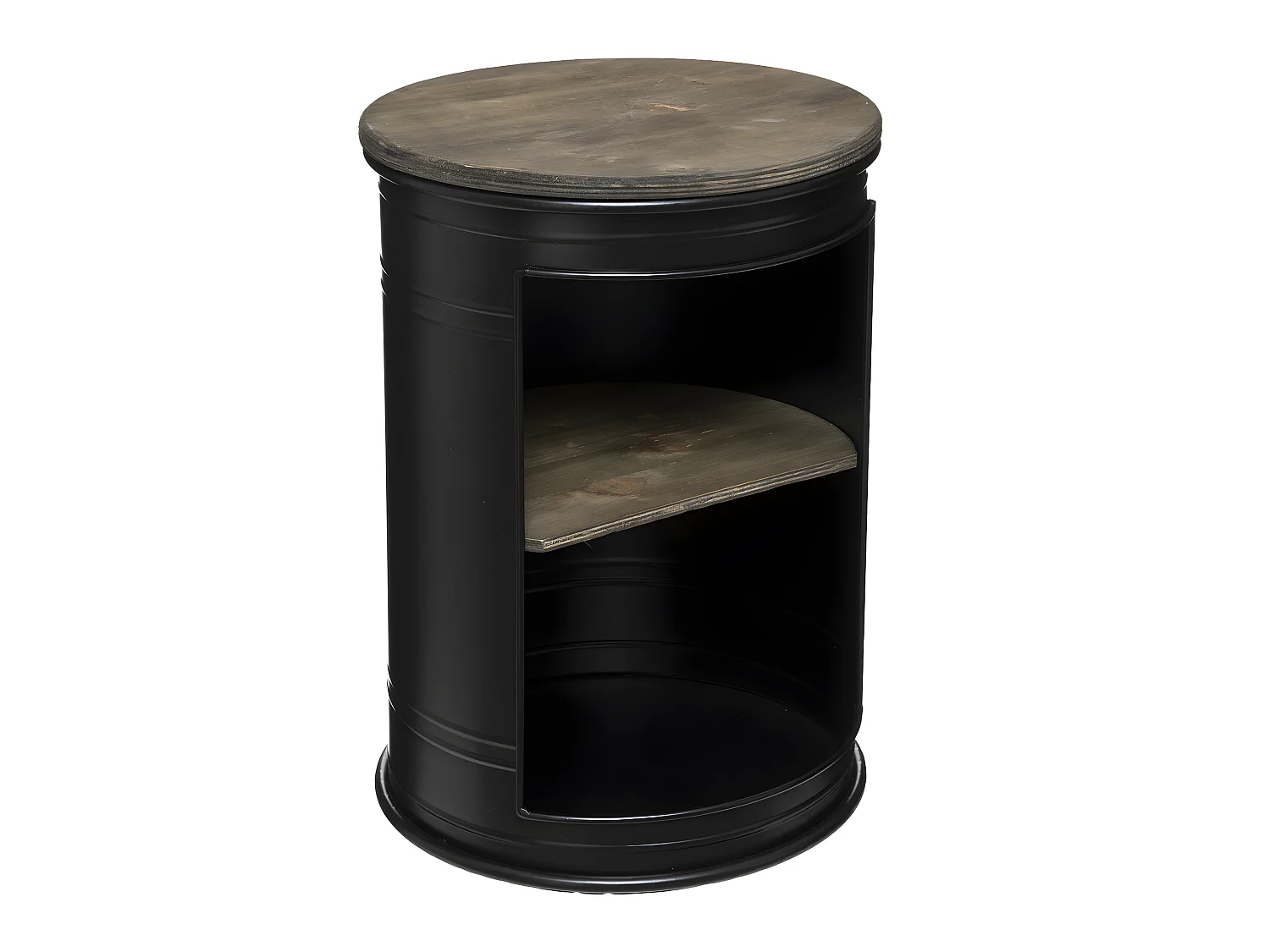 Table à café en Acier Noir et Bois de Peuplier