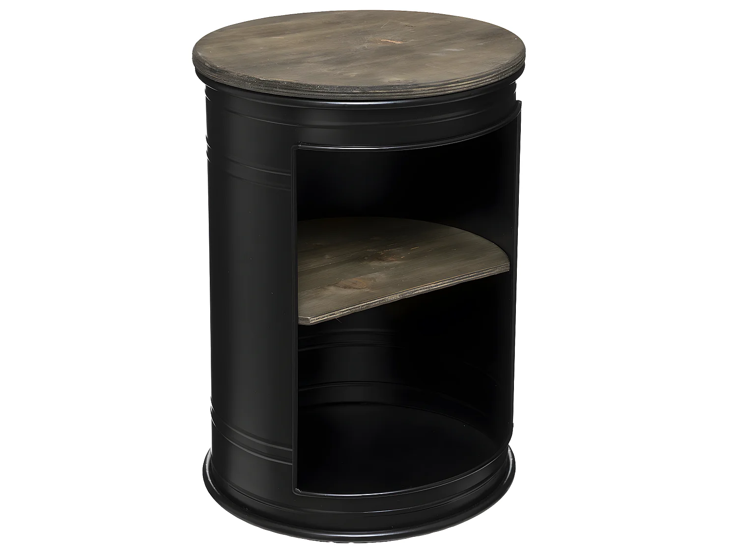 Table à café en Acier Noir et Bois de Peuplier