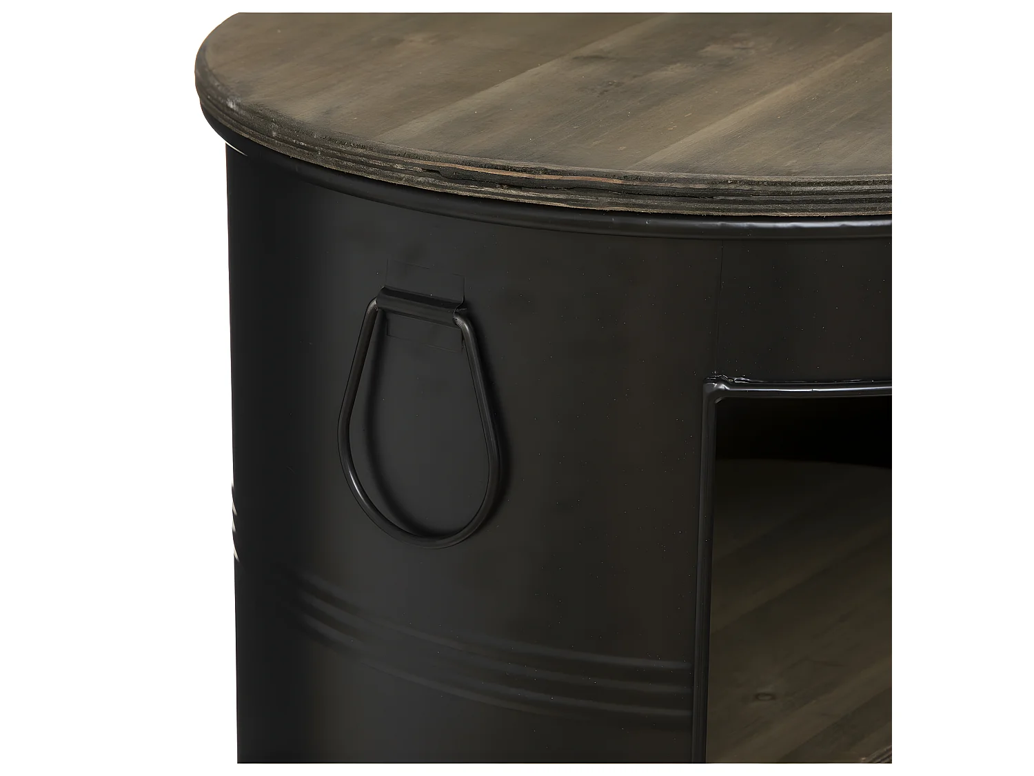 Table à café en Métal Noir et Bois D 50 x H 92 cm