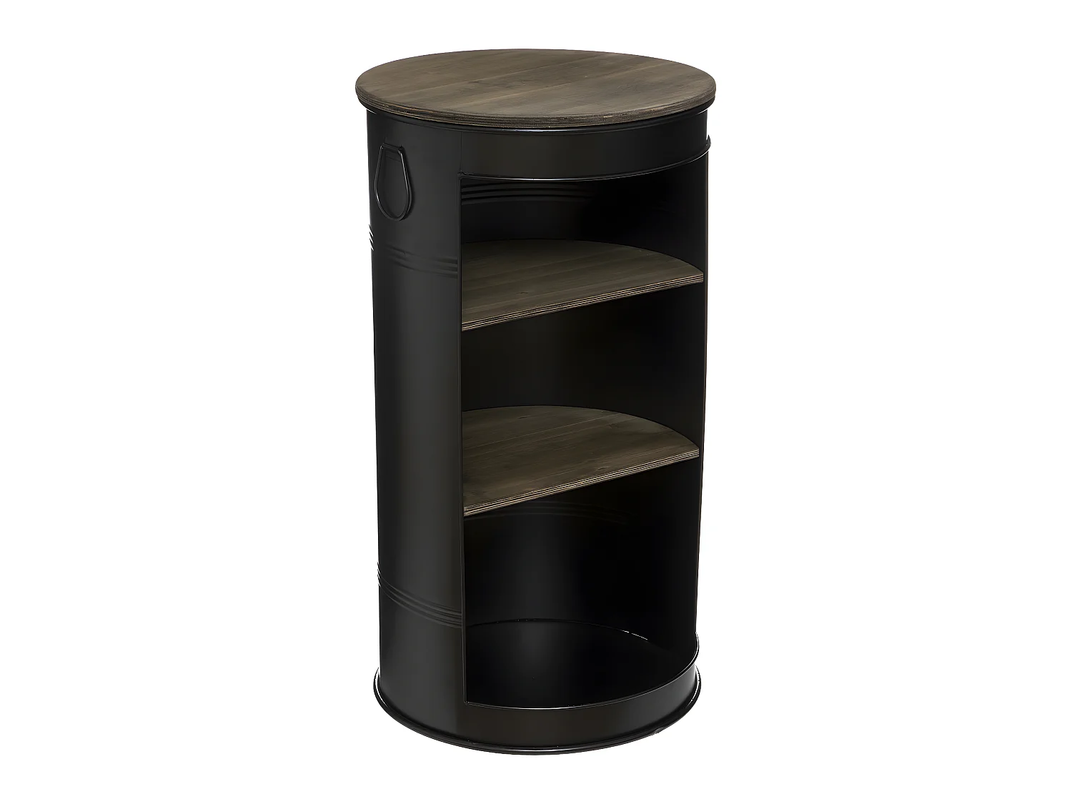Table à café en Métal Noir et Bois D 50 x H 92 cm