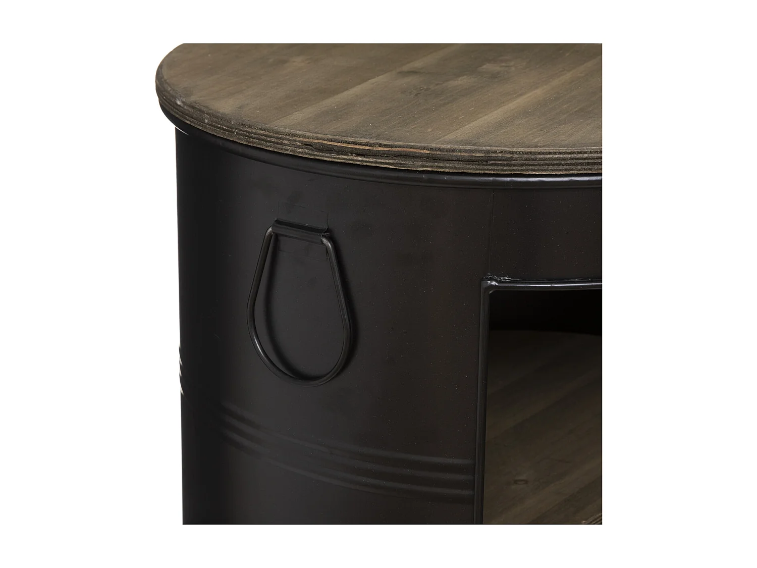 Table à café en Métal Noir et Bois D 50 x H 92 cm