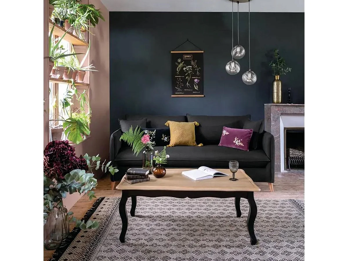 Table basse en Bois Noir et Naturel 110 x 60 cm