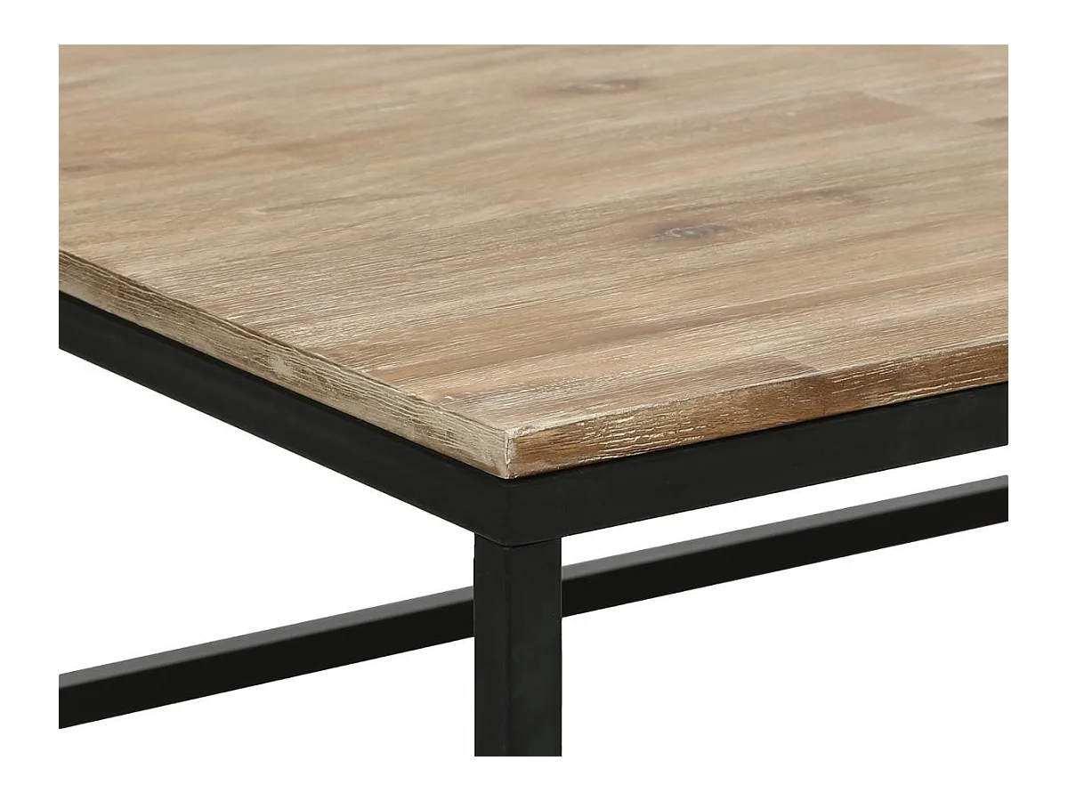 Table basse style industriel en Bois d' Acacia et Métal Noir 115 x 65 x H 32.5 cm