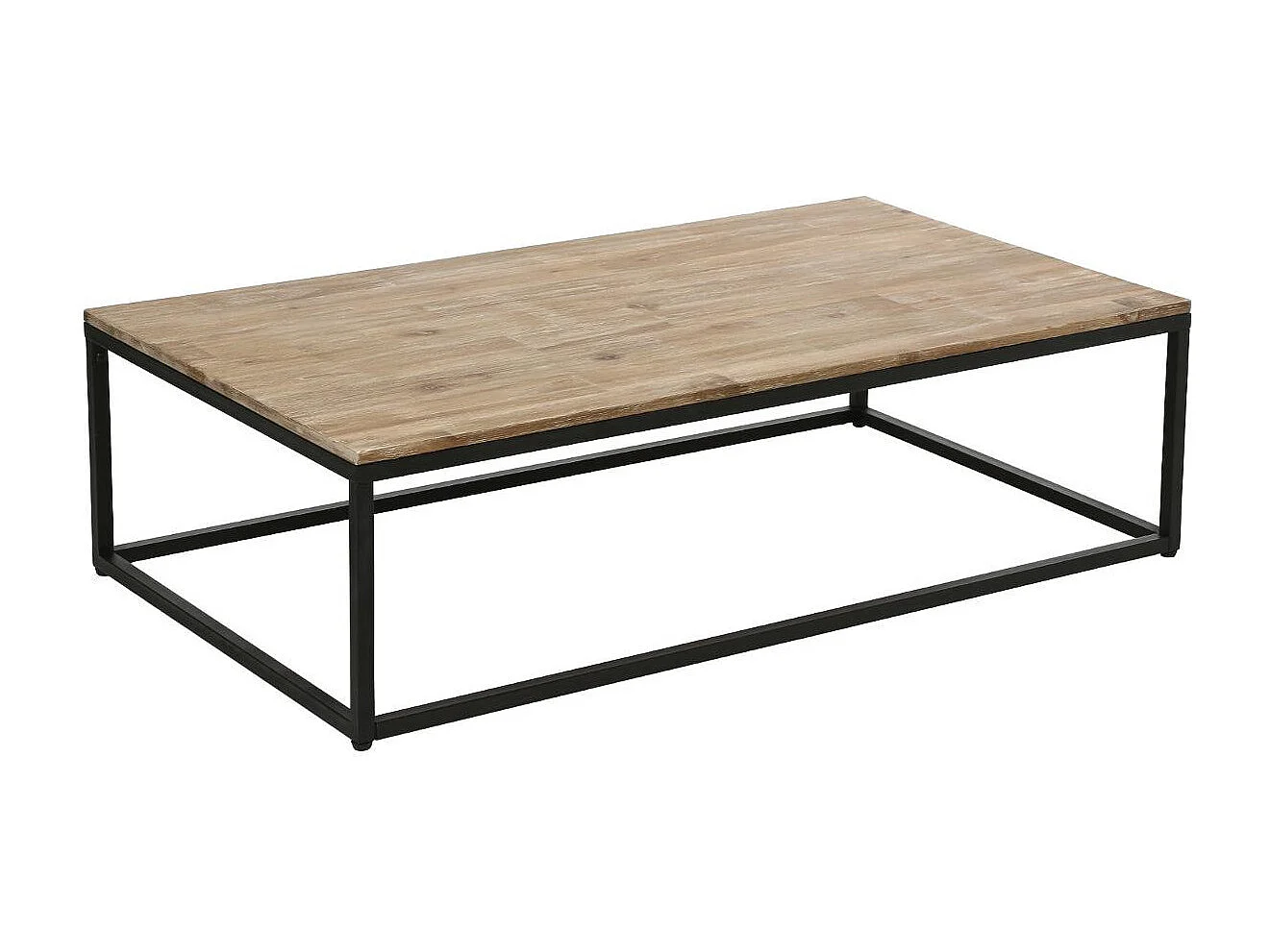Table basse style industriel en Bois d' Acacia et Métal Noir 115 x 65 x H 32.5 cm