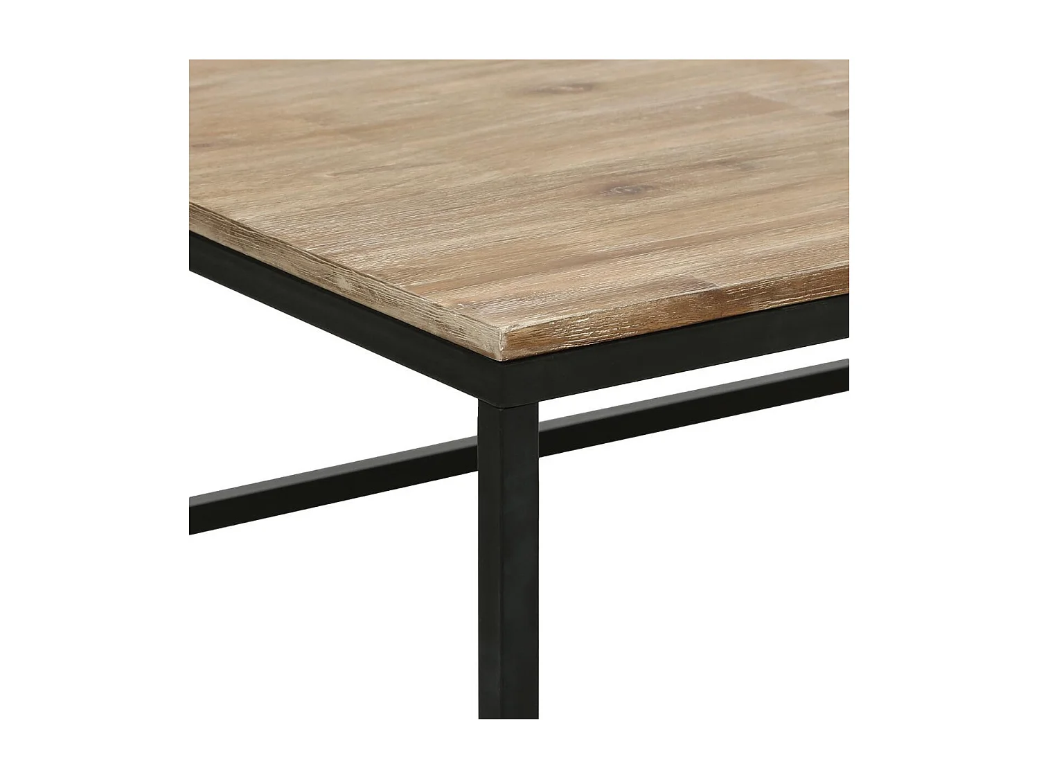 Table basse style industriel en Bois d' Acacia et Métal Noir 115 x 65 x H 32.5 cm