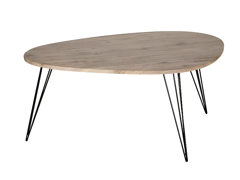 Table basse en bois et pieds en métal noir 97 x 65 x H 50 cm