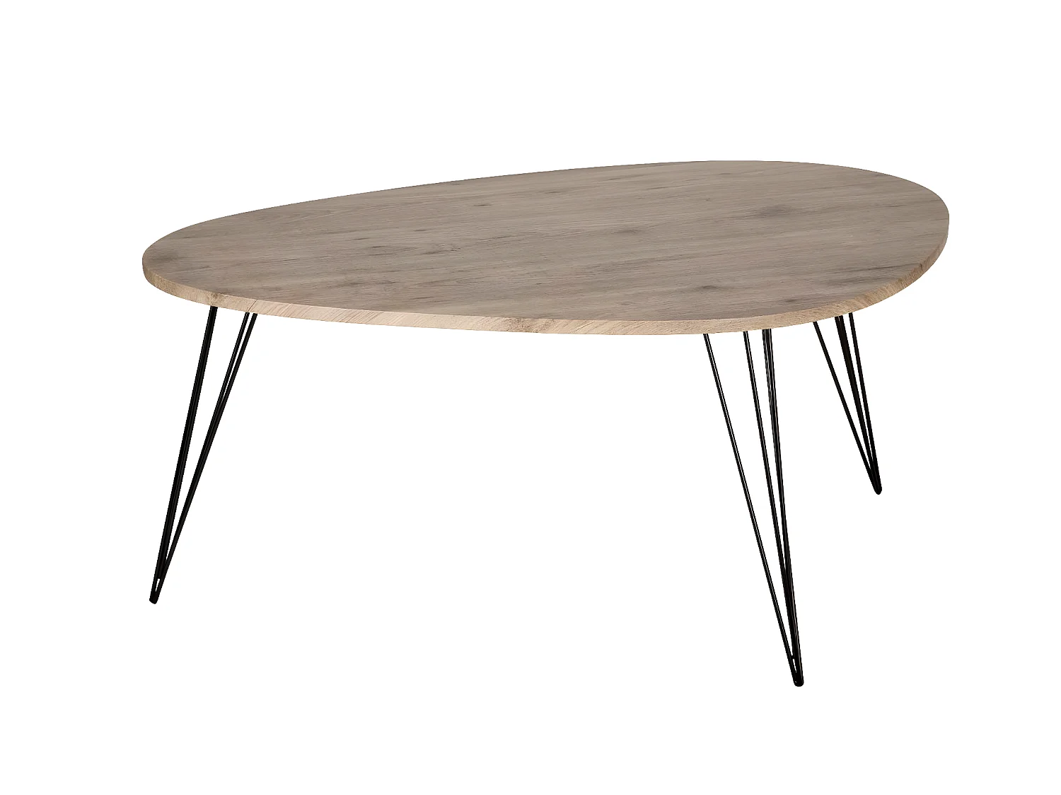 Table basse en bois et pieds en métal noir 97 x 65 x H 50 cm