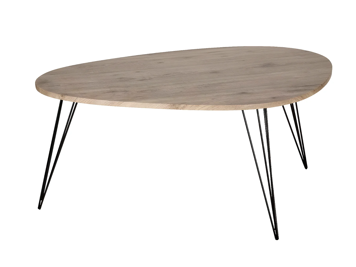 Table basse en bois et pieds en métal noir 97 x 65 x H 50 cm