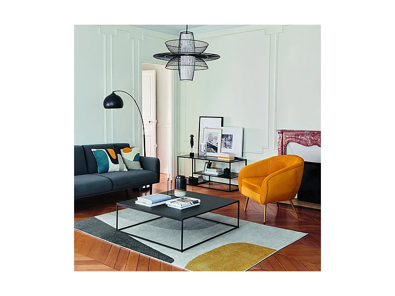 Table basse en Métal Noir industriel 100 x 100 x 36 cm