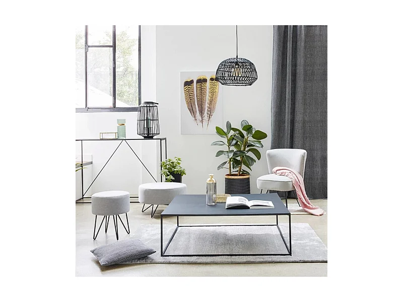 Table basse en Métal Noir industriel 100 x 100 x 36 cm