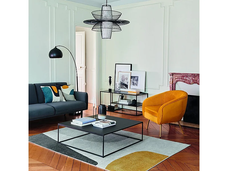 Table basse en Métal Noir industriel 100 x 100 x 36 cm