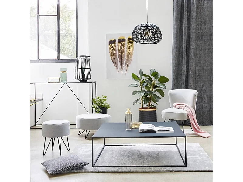 Table basse en Métal Noir industriel 100 x 100 x 36 cm