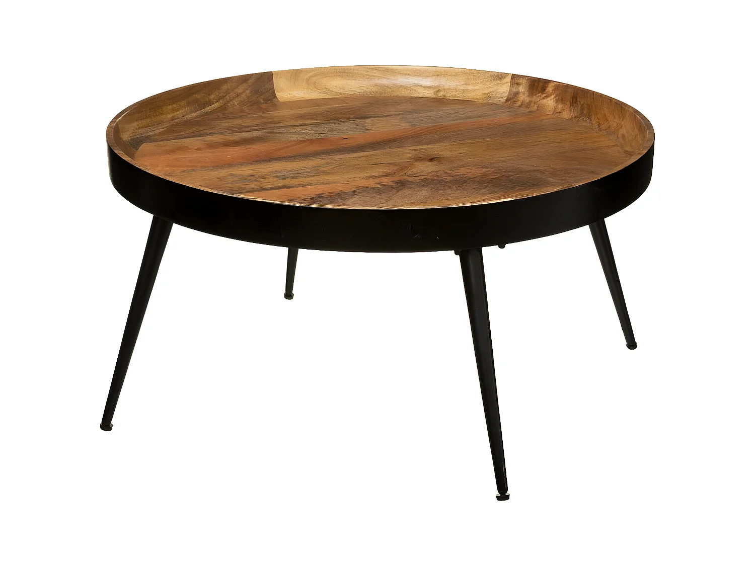 Table Basse en Bois de Manguier et Métal D.70 x H 40 cm