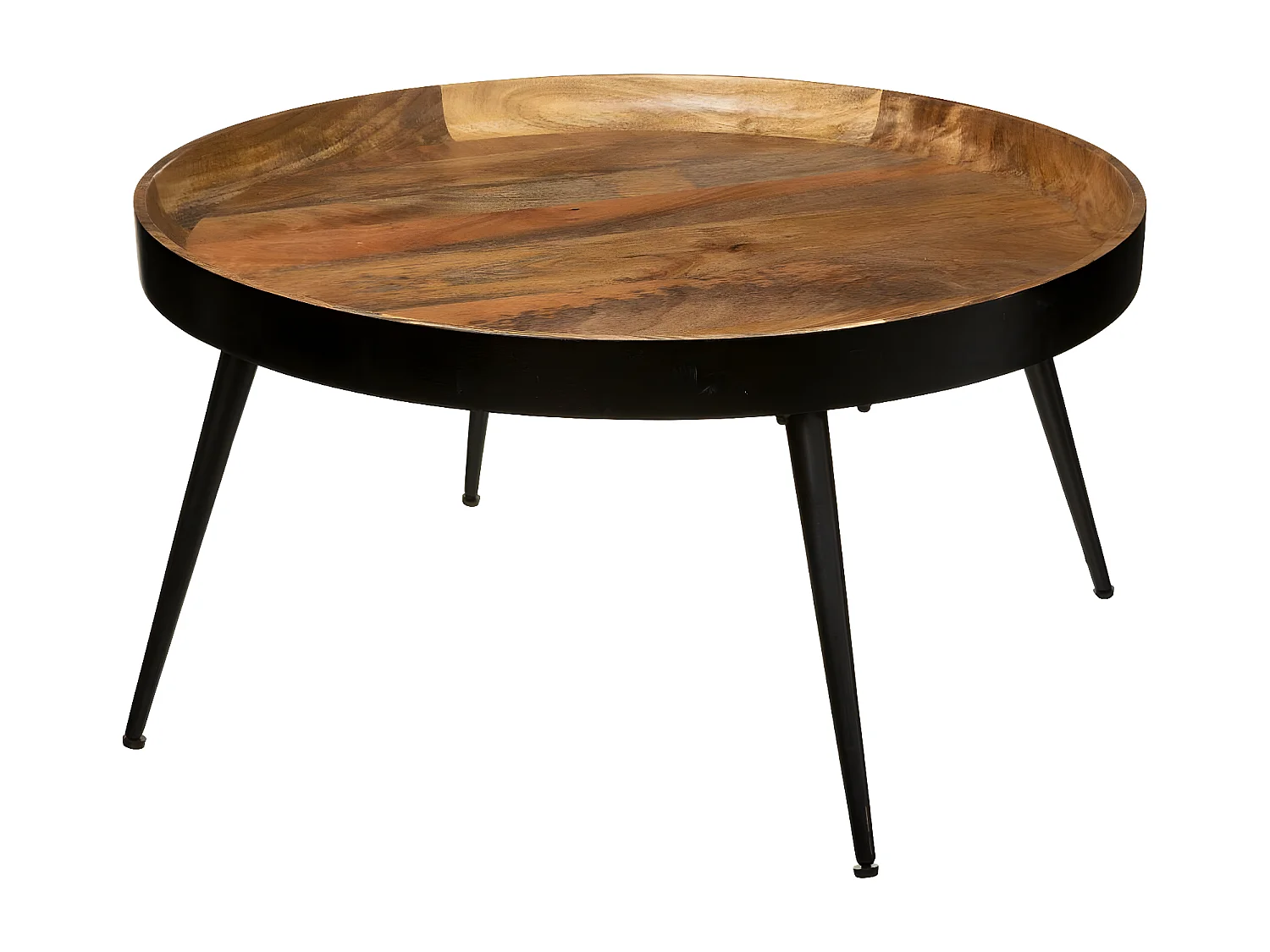Table Basse en Bois de Manguier et Métal D.70 x H 40 cm