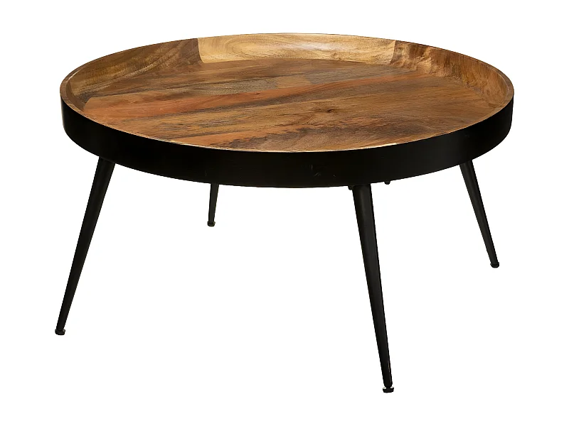 Table Basse en Bois de Manguier et Métal D.70 x H 40 cm