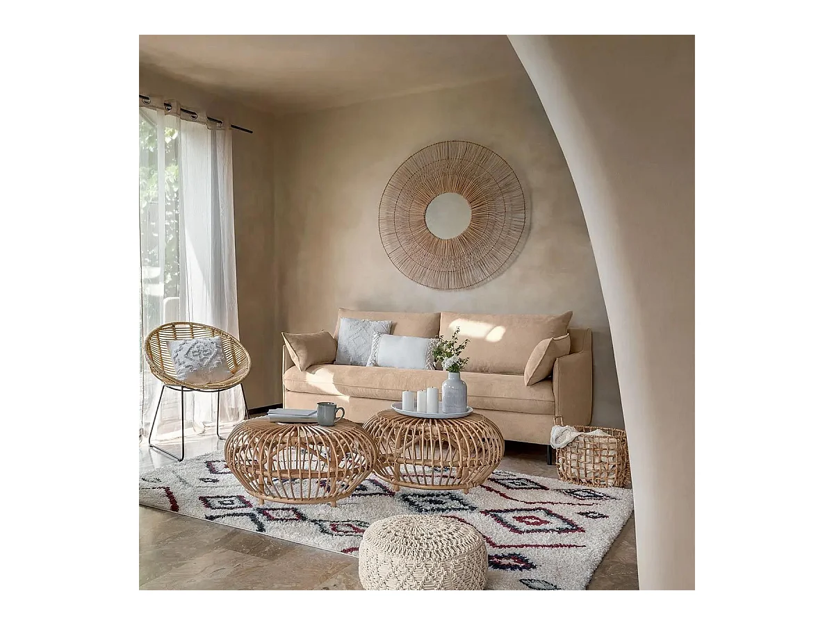 Table basse en Rotin D 73 x H 39 cm