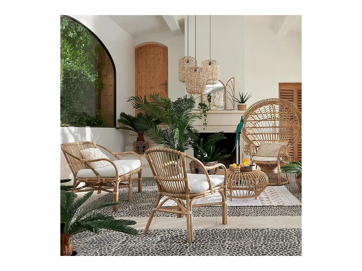 Table basse en Rotin D 73 x H 39 cm