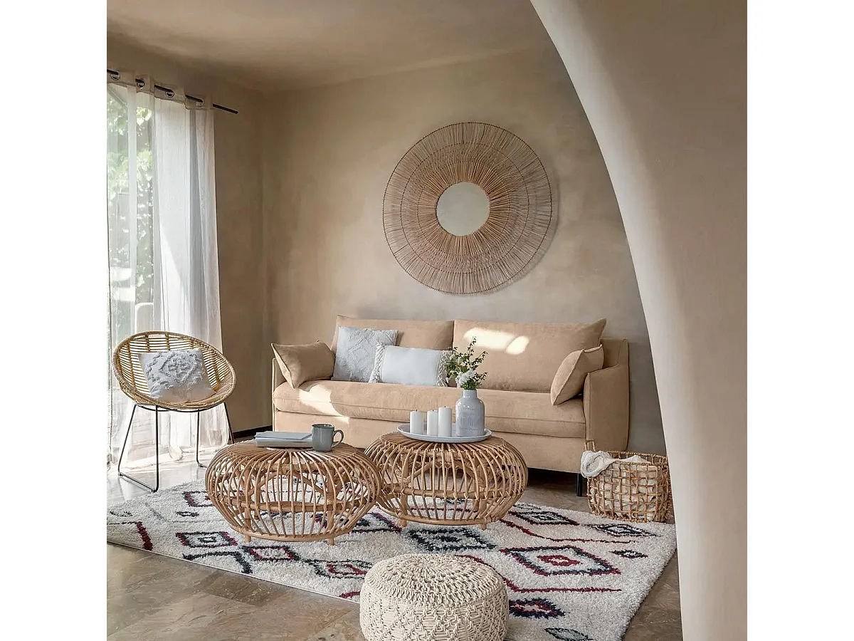 Table basse en Rotin D 73 x H 39 cm