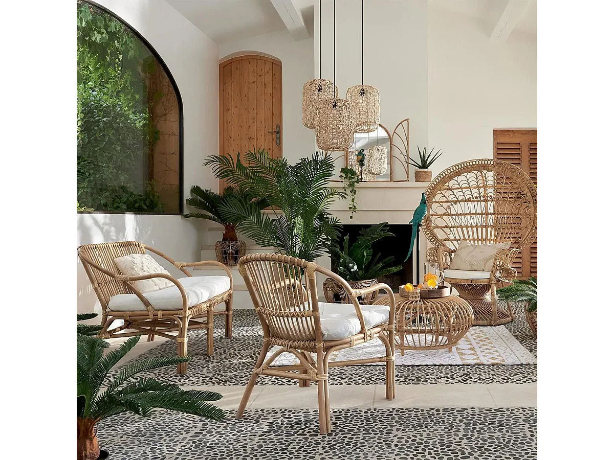 Table basse en Rotin D 73 x H 39 cm