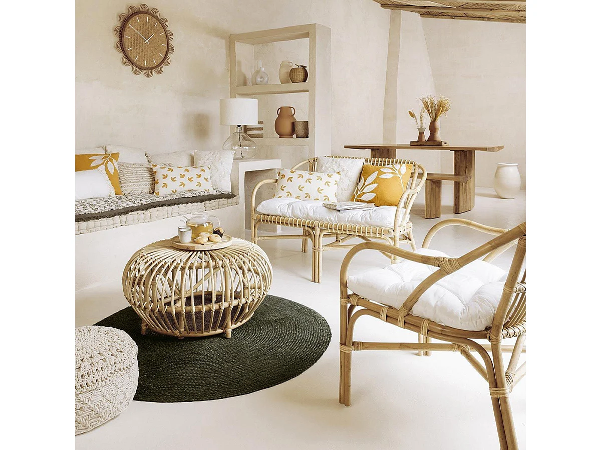 Table basse en Rotin D 73 x H 39 cm