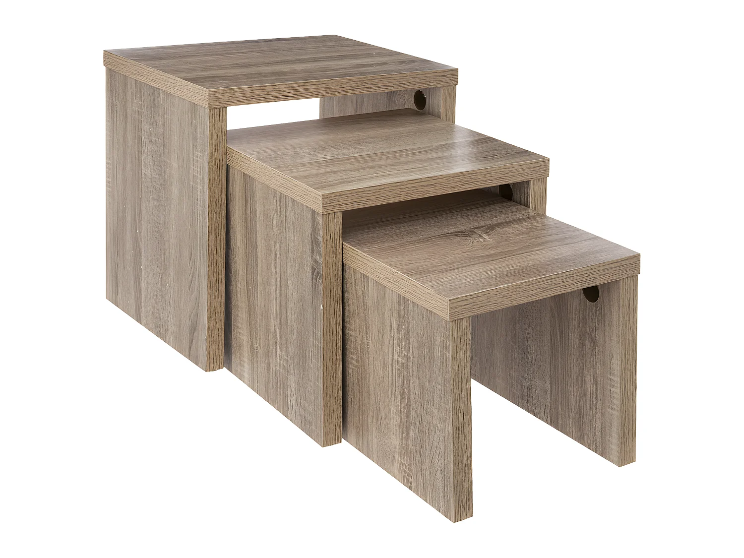 Lot 3 Tables gigognes coloris Bois naturel H 45 H 37 et H 30 cm