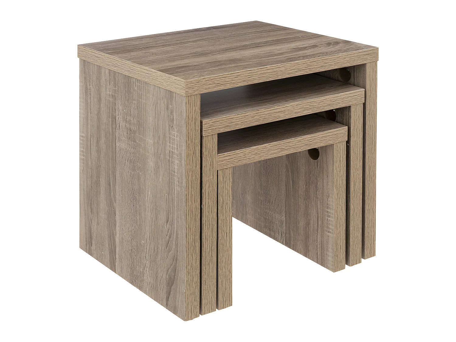 Lot 3 Tables gigognes coloris Bois naturel H 45 H 37 et H 30 cm