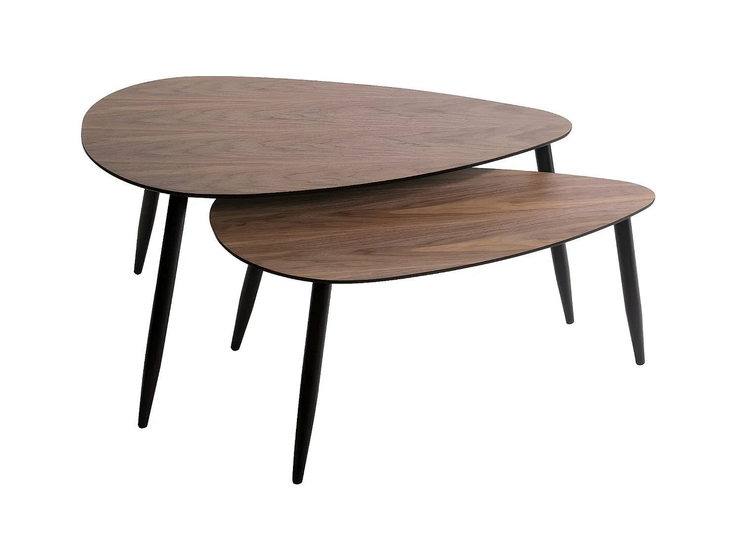 Lot de 2 Tables à café gigognes en Bois foncé