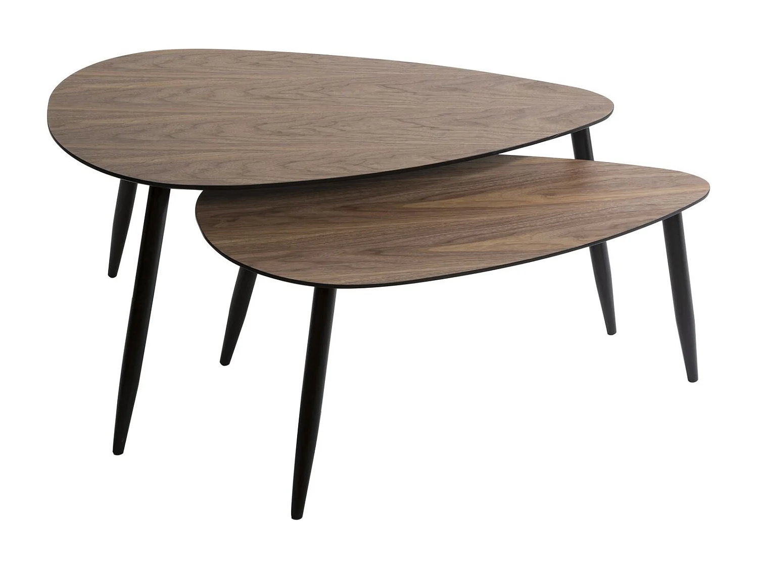 Duo de table basses en MDF effet bois de Noyer - Marron