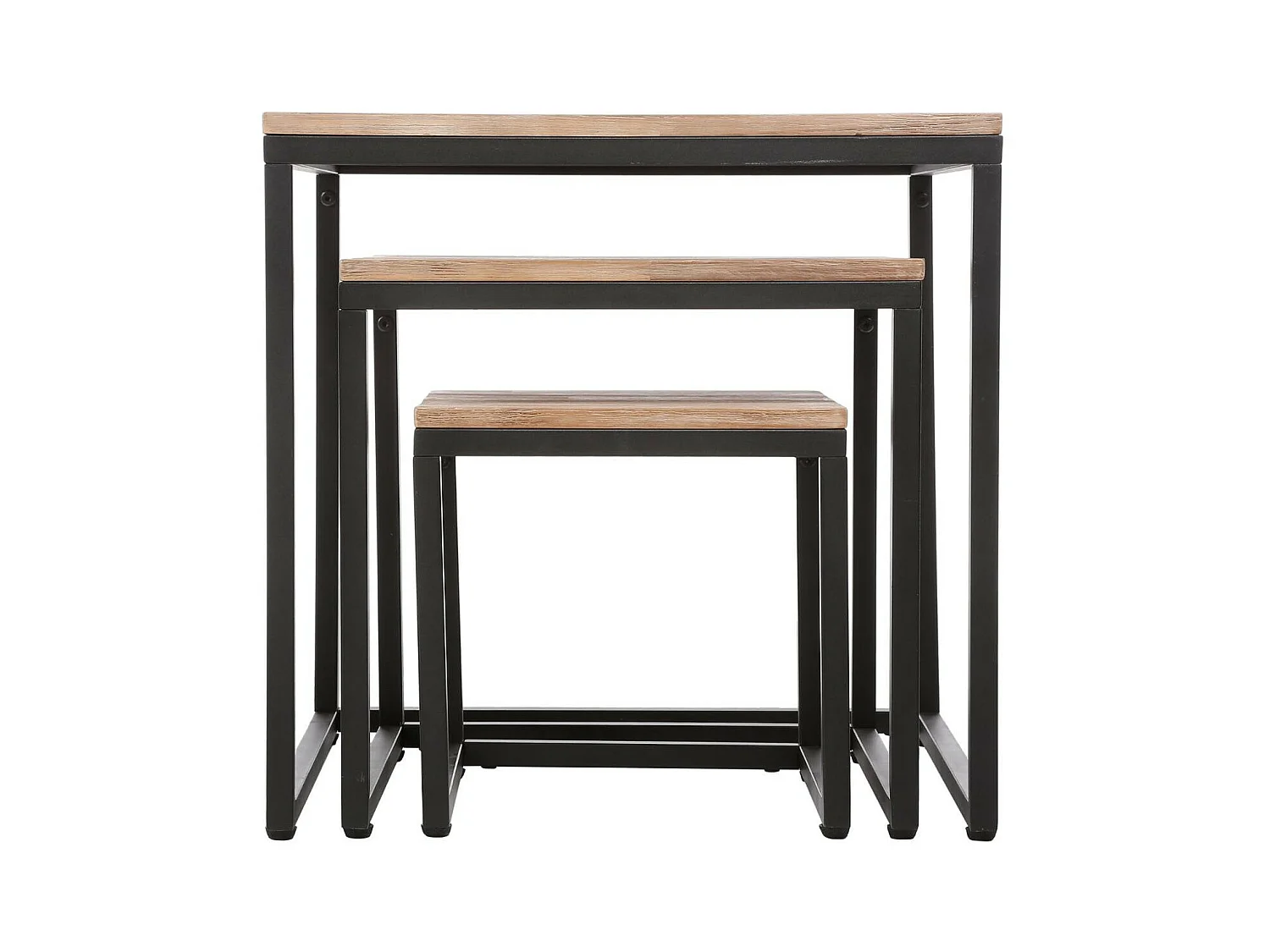 Lot de 3 tables gigognes en Bois d'Acacia et Métal noir