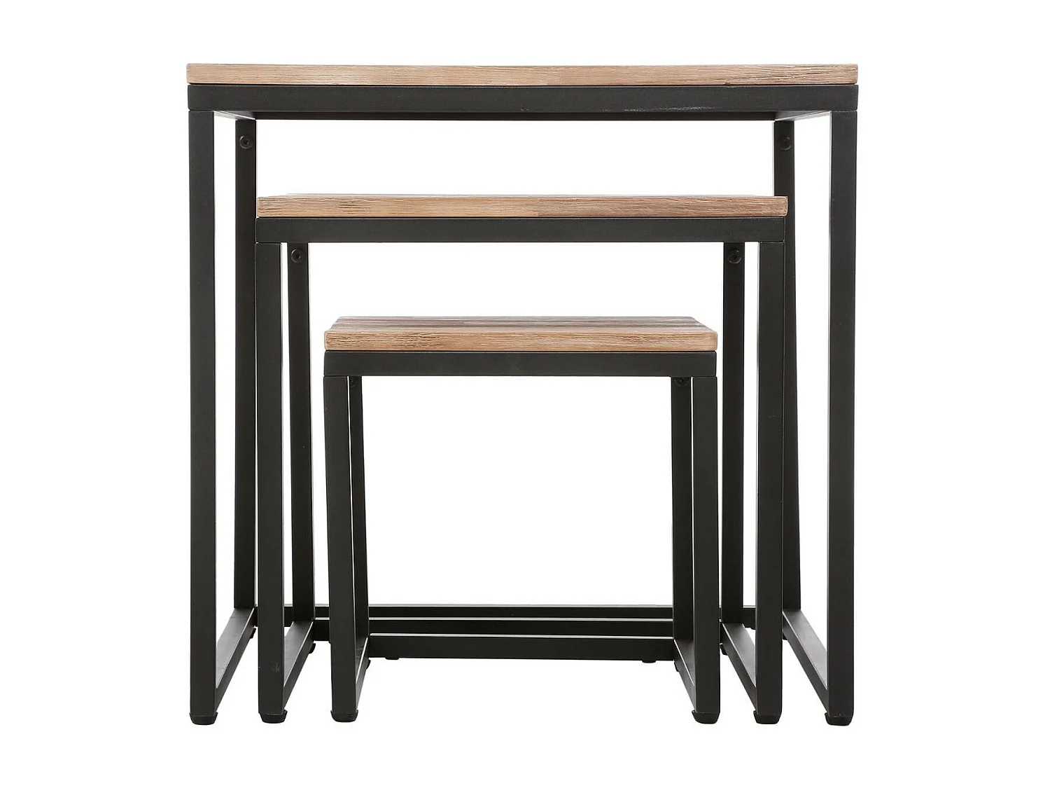 Lot de 3 tables gigognes en Bois d'Acacia et Métal noir