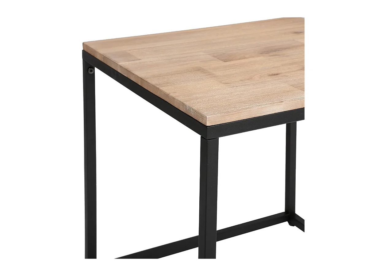 Lot de 3 tables gigognes en Bois d'Acacia et Métal noir