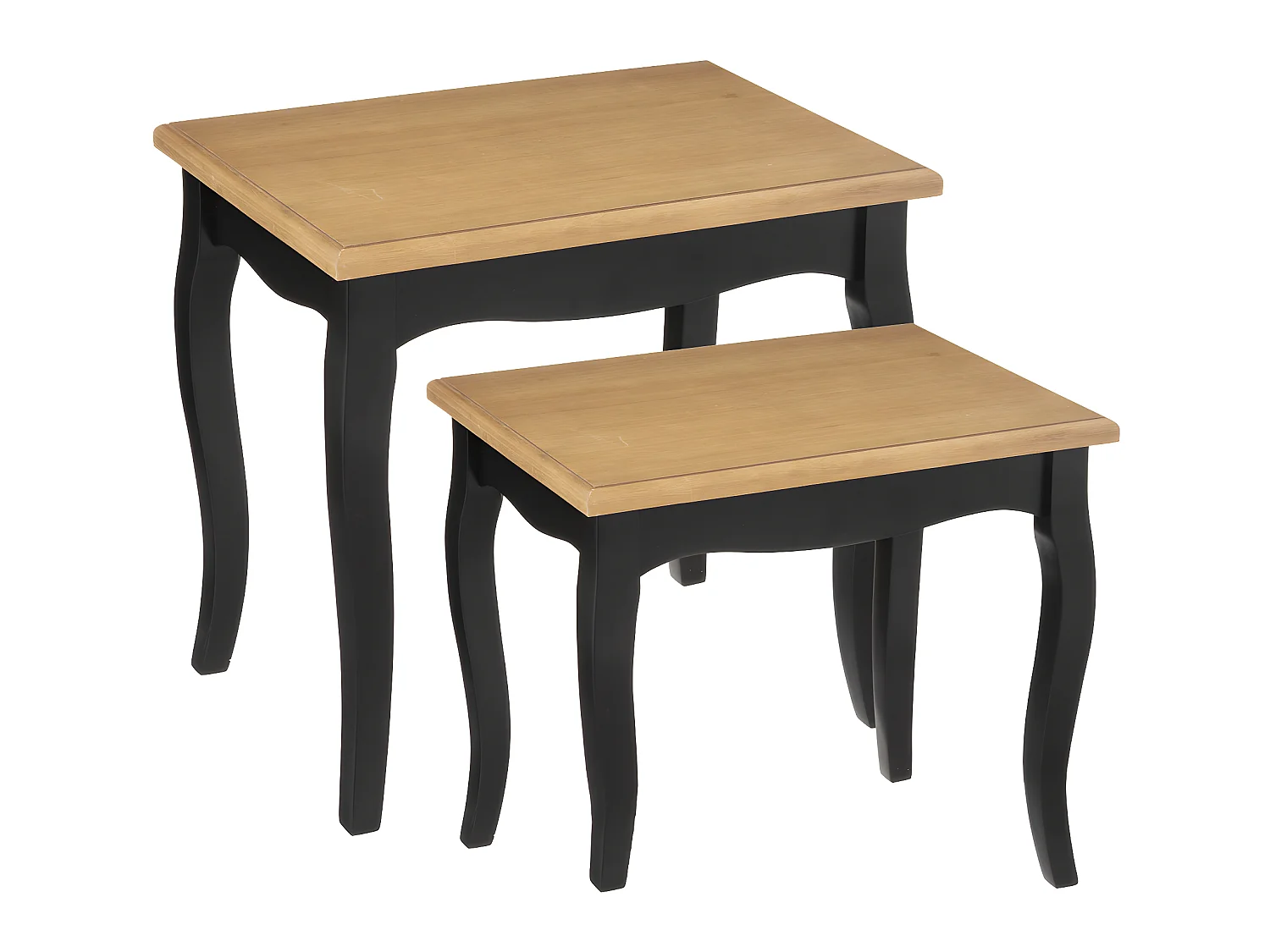 Set de 2 Tables à café en Bois Naturel et Noir