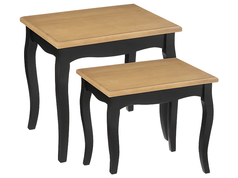 Set de 2 Tables à café en Bois Naturel et Noir