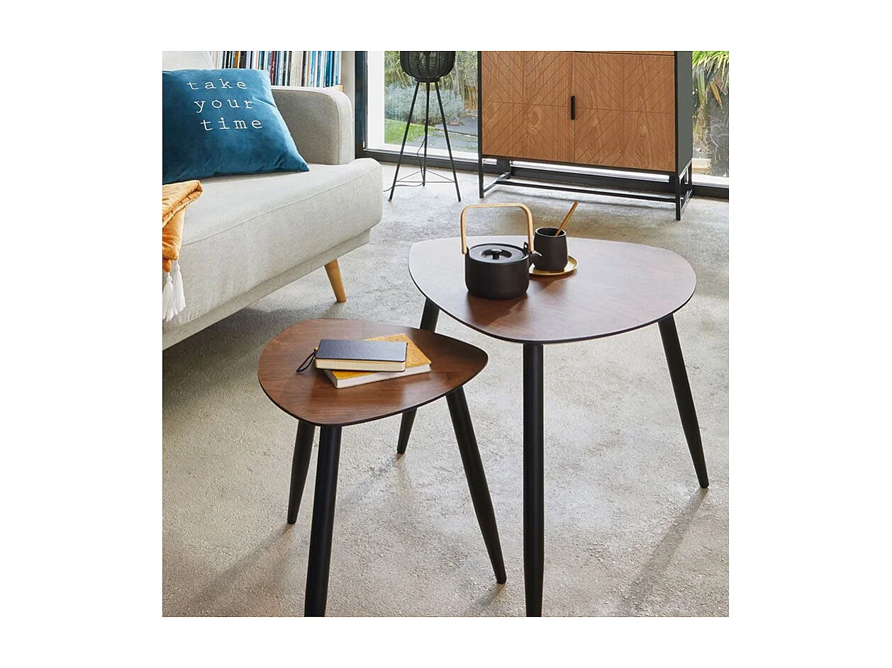 Lot de 2 Tables à café gigognes en Bois foncé