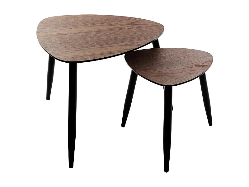Lot de 2 Tables à café gigognes en Bois foncé