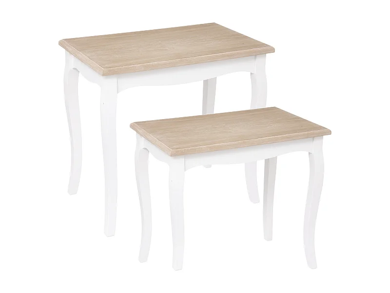 Set de 2 Tables à café en Bois Blanc et Noir